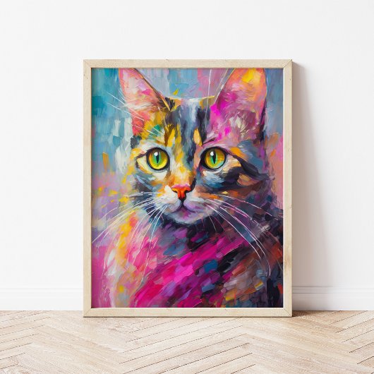 Poster Whimsical Cat Portrait Abstrait Art Moderne