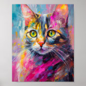 Poster Whimsical Cat Portrait Abstrait Art Moderne (Devant)