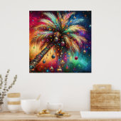 Poster Whimsical Christmas Palm Tree Tropical Beach Vivid (Cuisine)