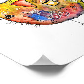 Poster Whimsical Colorful Bird Boire Café (Coin)