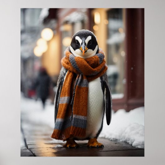 Poster Whimsical Cosy Penguin hiver neigeux (Devant)