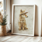 Poster Whimsical Coyote en Casquette animal rustique