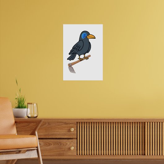 Poster Whimsical Crow Brain Eye - Surreal Dark Raven (Salon 2)