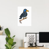 Poster Whimsical Crow Brain Eye - Surreal Dark Raven (Bureau à domicile)