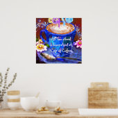 Poster Whimsical Cup of Coffee Floral Personalized (Cuisine)