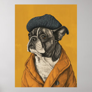 Poster Whimsical Dog in Beret