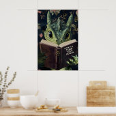 Poster Whimsical Dragon Reading Train Your Human Book (Cuisine)