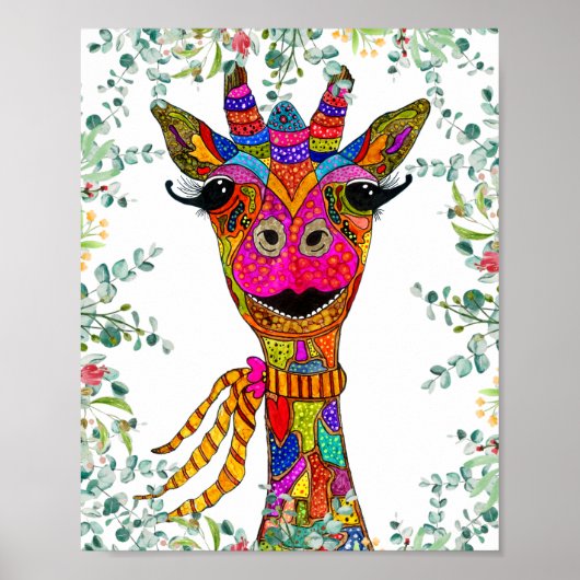 Poster Whimsical et Colorical Giraffe (Devant)