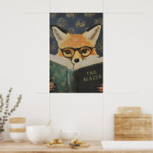 Poster Whimsical Fox Reading Book Art Print (Cuisine)
