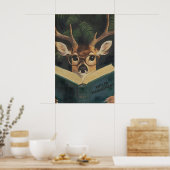 Poster Whimsical Funny Deer Bookworm Wall Art Print (Cuisine)