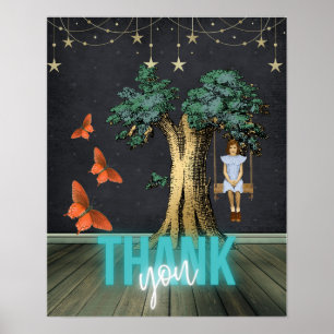 Poster Whimsical Girl in Swing Surreal Merci