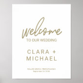 Poster Whimsical Gold Calligraphy Mariage de bienvenue (Devant)
