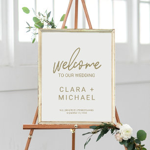 Poster Whimsical Gold Calligraphy Mariage de bienvenue