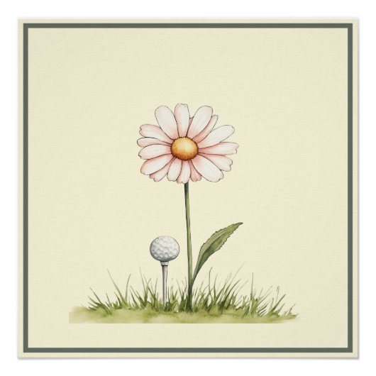 Poster Whimsical Golf Art for Kids Room or Nursery (Devant)