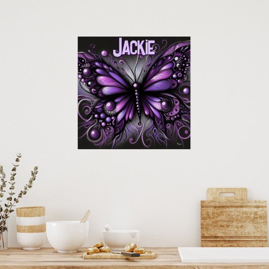 Poster Whimsical Gothic Butterfly Purple Personalized (Cuisine)