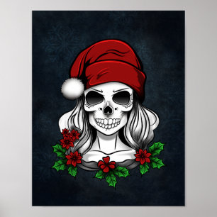 Poster Whimsical gothique Père Noël Crâne Noël