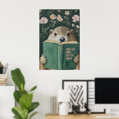 Poster Whimsical Groundhog Reading Book Art Print (Bureau à domicile)