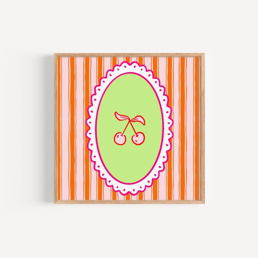 Poster Whimsical Hand-Drawn Cherries Art