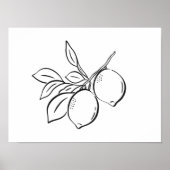 Poster Whimsical Hand-Drawn Ink Lemon Branch Art (Devant)