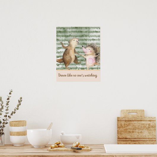 Poster Whimsical Hedgehog & Beaver Dance (Cuisine)
