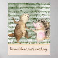 Poster Whimsical Hedgehog & Beaver Dance
