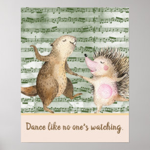 Poster Whimsical Hedgehog & Beaver Dance