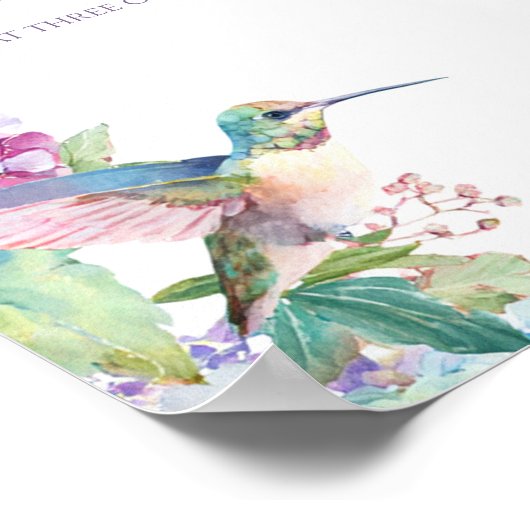 Poster Whimsical Hummingbirds with Hydrangeas Welcome (Coin)