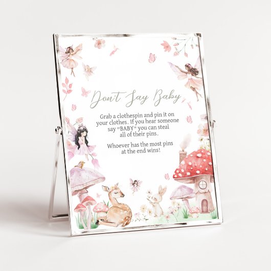 Poster Whimsical Little Fairy Baby shower Ne pas dire béb