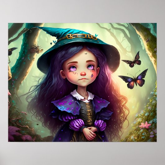 Poster Whimsical Little Girl Lost in the Woods (Devant)