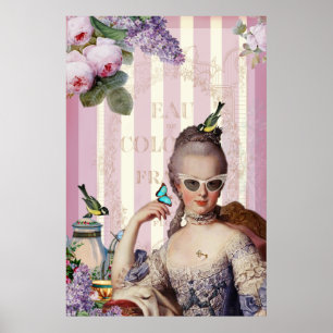Poster Whimsical  Marie Antoinette in winged sunglasses