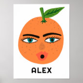 Poster Whimsical Orange PERSONNALISÉ NOM DE BÉBÉ Art (Devant)