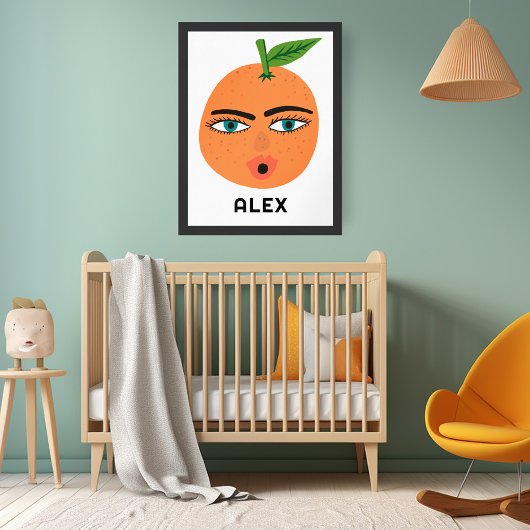 Poster Whimsical Orange PERSONNALISÉ NOM DE BÉBÉ Art