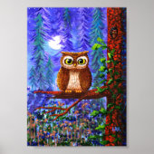 Poster Whimsical Ows Art Forest Moon Créationarts (Devant)