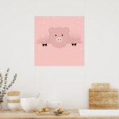Poster Whimsical pink pig cute Farm Animal (Cuisine)