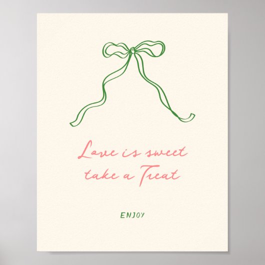 Poster Whimsical Quirky manuscrit Bow Love est doux (Devant)