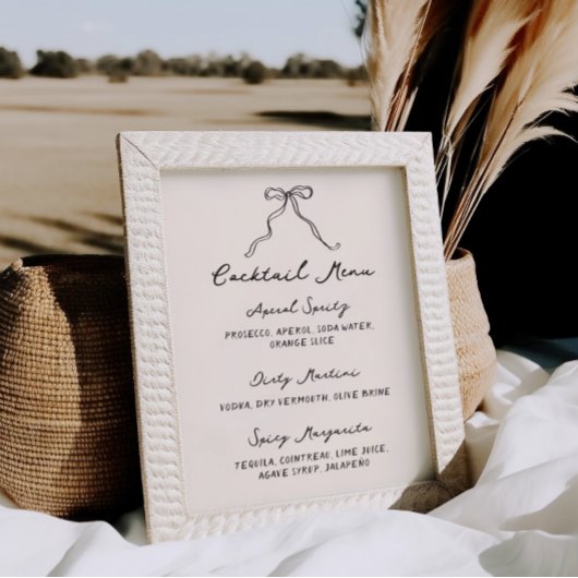 Poster Whimsical Quirky Menu Cocktail manuscrit manuscrit