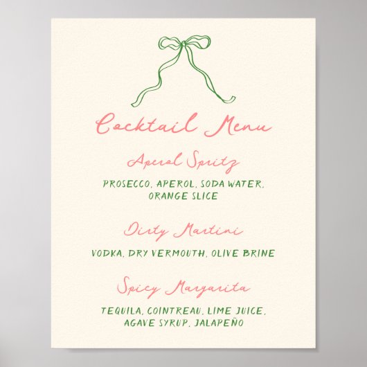 Poster Whimsical Quirky Menu Cocktail manuscrit manuscrit (Devant)