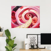 Poster Whimsical roses garden (Bureau à domicile)