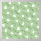 Poster Whimsical Sage Green Floral Retro, Gai (Devant)