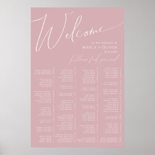 Poster Whimsical Script   Dusty Rose Alphabetical Seating