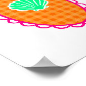 Poster Whimsical Seashell Orange Gingham & Sea Green (Coin)