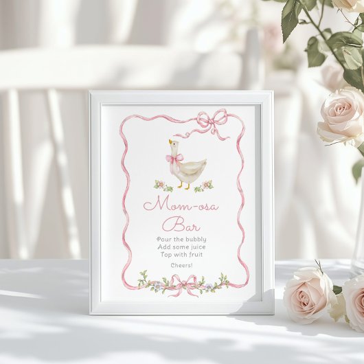 Poster Whimsical Silly goose rose bow Momosa Bar