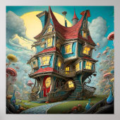 Poster Whimsical Storybook Crooked House | ART NUMÉRIQUE (Devant)