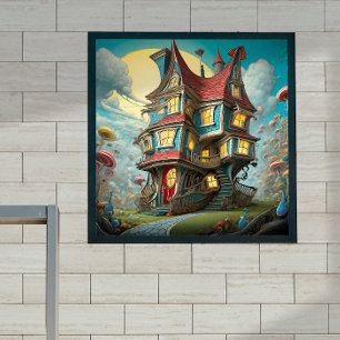 Poster Whimsical Storybook Crooked House   ART NUMÉRIQUE