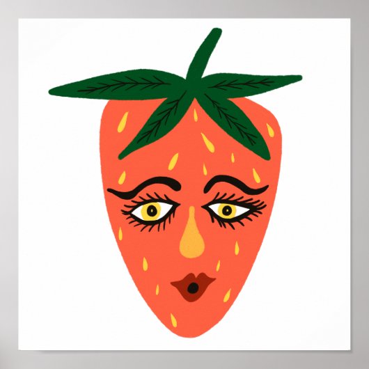 Poster Whimsical Strawberry Art (Devant)