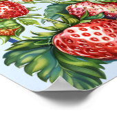 Poster Whimsical Strawberry Blue Baby Shower Welcome Sign (Coin)