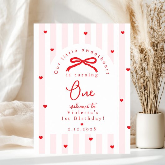 Poster Whimsical Sweetheart 1st Birthday Welcome