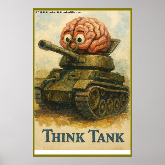 Poster Whimsical Think Tank Cartoon Design (Devant)