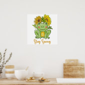 Poster Whimsical Watercolor Frog And Sunflowers  (Cuisine)