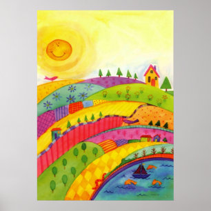 Poster whimsical watercolor painting